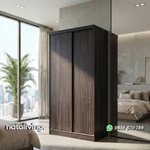 Chinrlin Lemari Pakaian 2 Pintu Sliding Plywood Espresso nataliving furniture