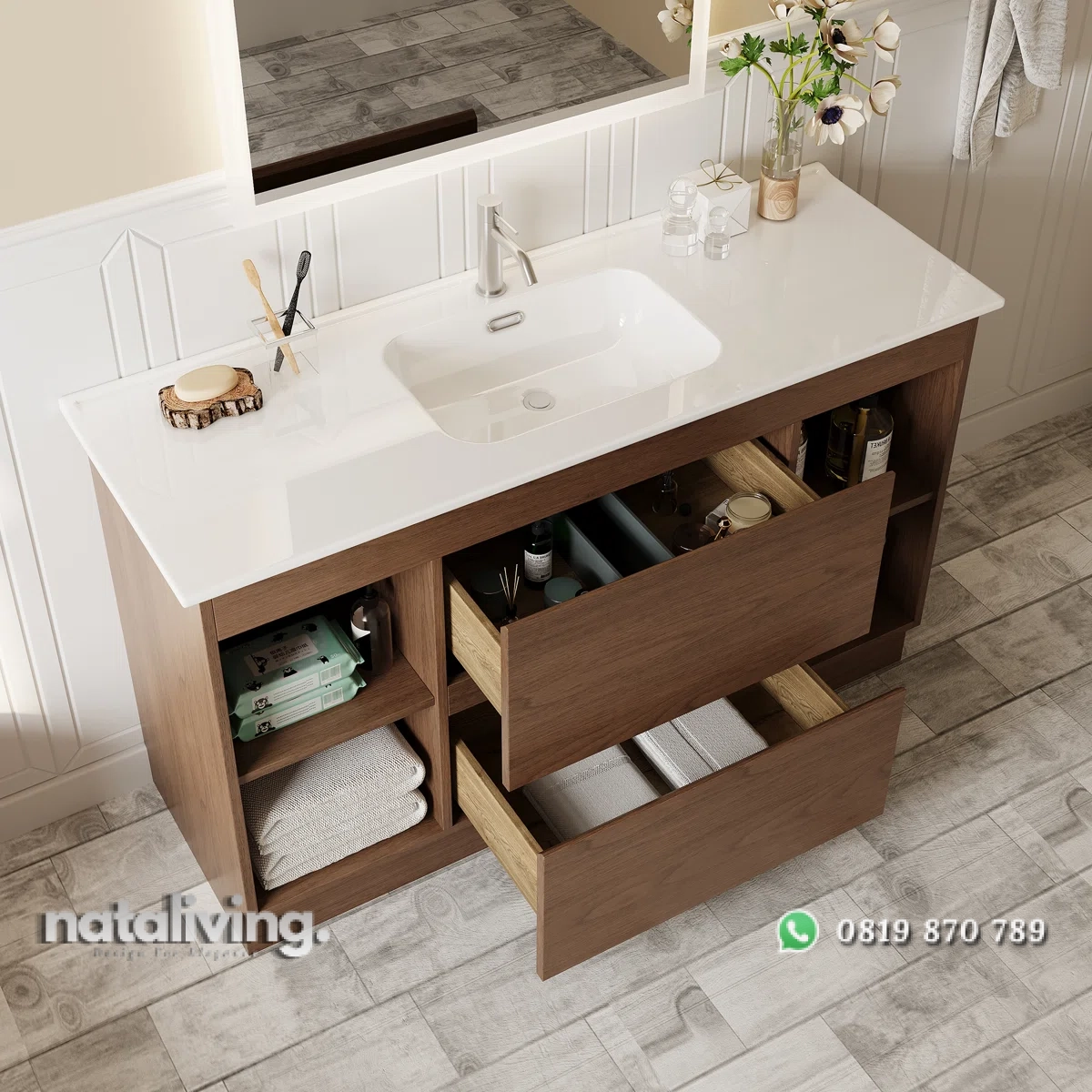 DANILO Wastafel Cabinet Storage Minimalis Bahan Plywood nataliving furniture 2 DANILO Wastafel Cabinet Storage Minimalis Bahan Plywood nataliving furniture 2
