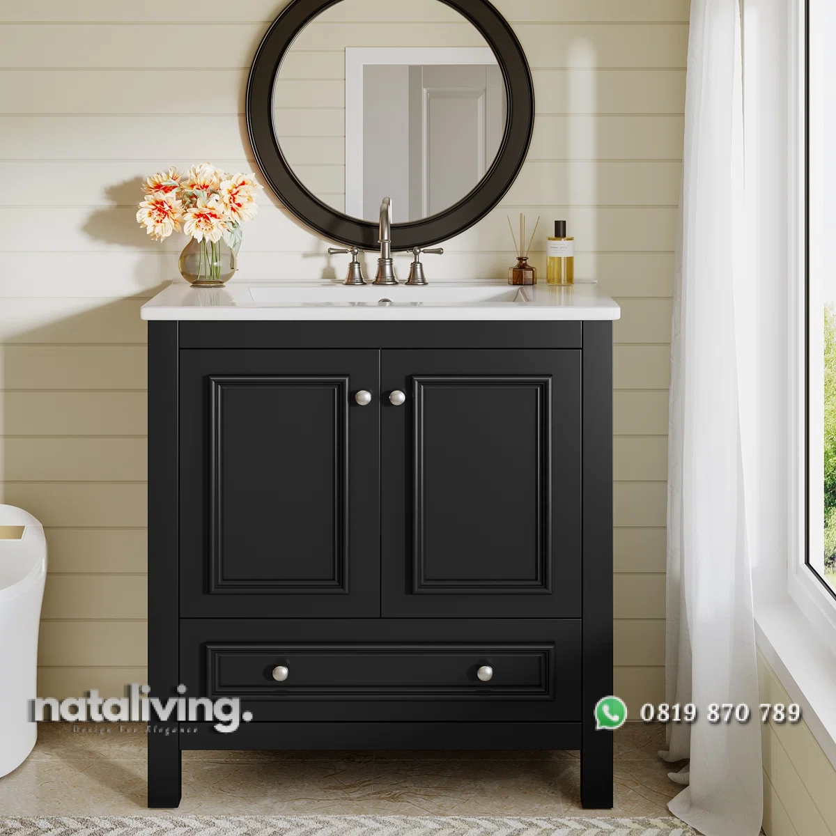 DEKA Wastafel Cabinet 2 Pintu Berlaci Cat Duco Minimalis nataliving furniture 1 DEKA Wastafel Cabinet 2 Pintu Berlaci Cat Duco Minimalis nataliving furniture 1