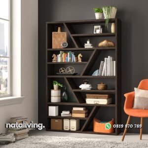Rak Buku Minimalis Jati Mercury Style nataliving furniture