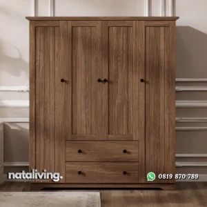 Deborra Lemari Pakaian Kayu Jati 4 Pintu Minimalis Modern nataliving furniture