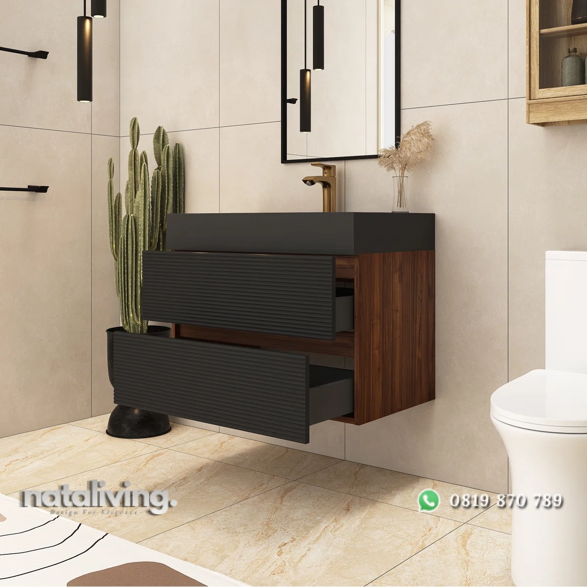 ELENDRA Wastafel Kabinet Laci Gantung Minimalis nataliving furniture 2 ELENDRA Wastafel Kabinet Laci Gantung Minimalis nataliving furniture 2