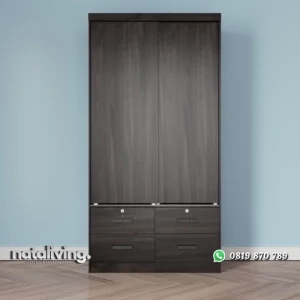 Ellanno Lemari Pakaian Sliding Laci 2 Pintu Plywood nataliving furniture