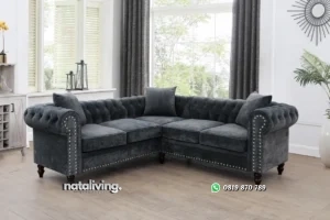 Flannel Set Sofa Tamu Model L Minimalis Modern Kekinian nataliving furniture