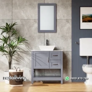 GRACE Wastafel Cabinet Cat Duco Abu Minimalis nataliving furniture