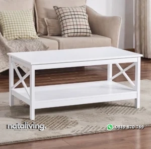 Gracie Meja Tamu Cat Duco Putih Desain Minimalis nataliving furniture