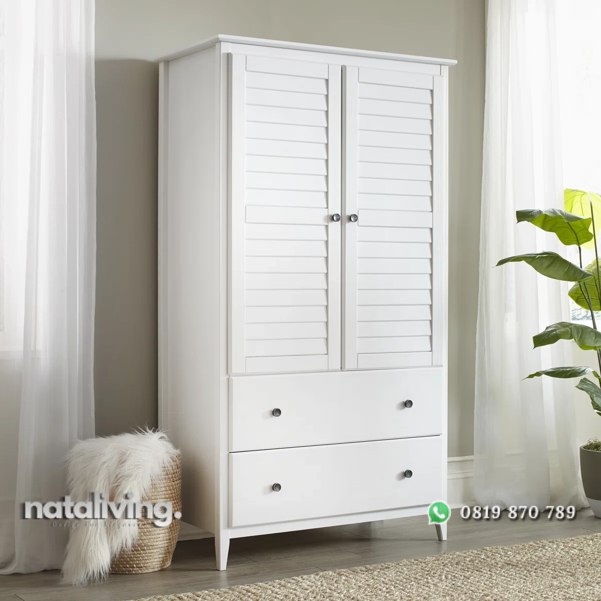 Grianny Lemari Pakaian 2 Pintu Cat Duco Minimalis nataliving furniture 1 Grianny Lemari Pakaian 2 Pintu Cat Duco Minimalis nataliving furniture 1