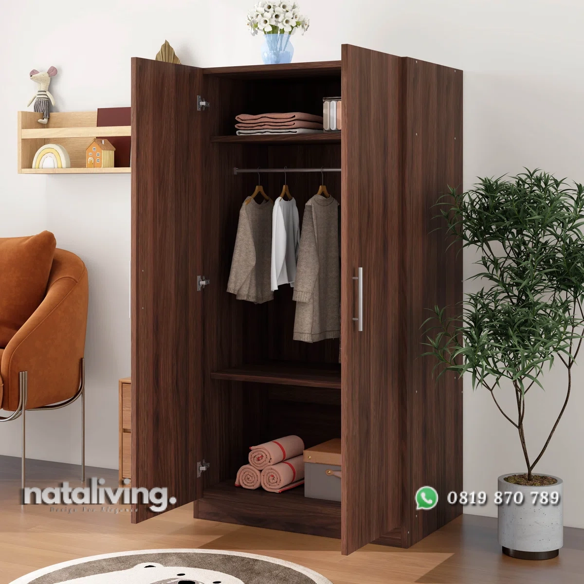 Hiakku Lemari Pakaian 2 Pintu Plywood Tacosheet Minimalis nataliving furniture 2 Hiakku Lemari Pakaian 2 Pintu Plywood Tacosheet Minimalis nataliving furniture 2
