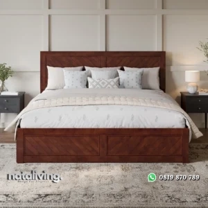 Jeinny Tempat Tidur Double Bed Kayu Jati Minimalis nataliving furniture