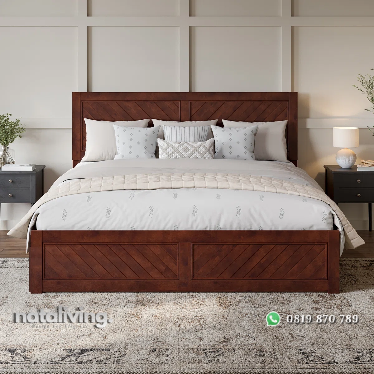 Jeinny Tempat Tidur Double Bed Kayu Jati Minimalis nataliving furniture 1 Jeinny Tempat Tidur Double Bed Kayu Jati Minimalis nataliving furniture 1
