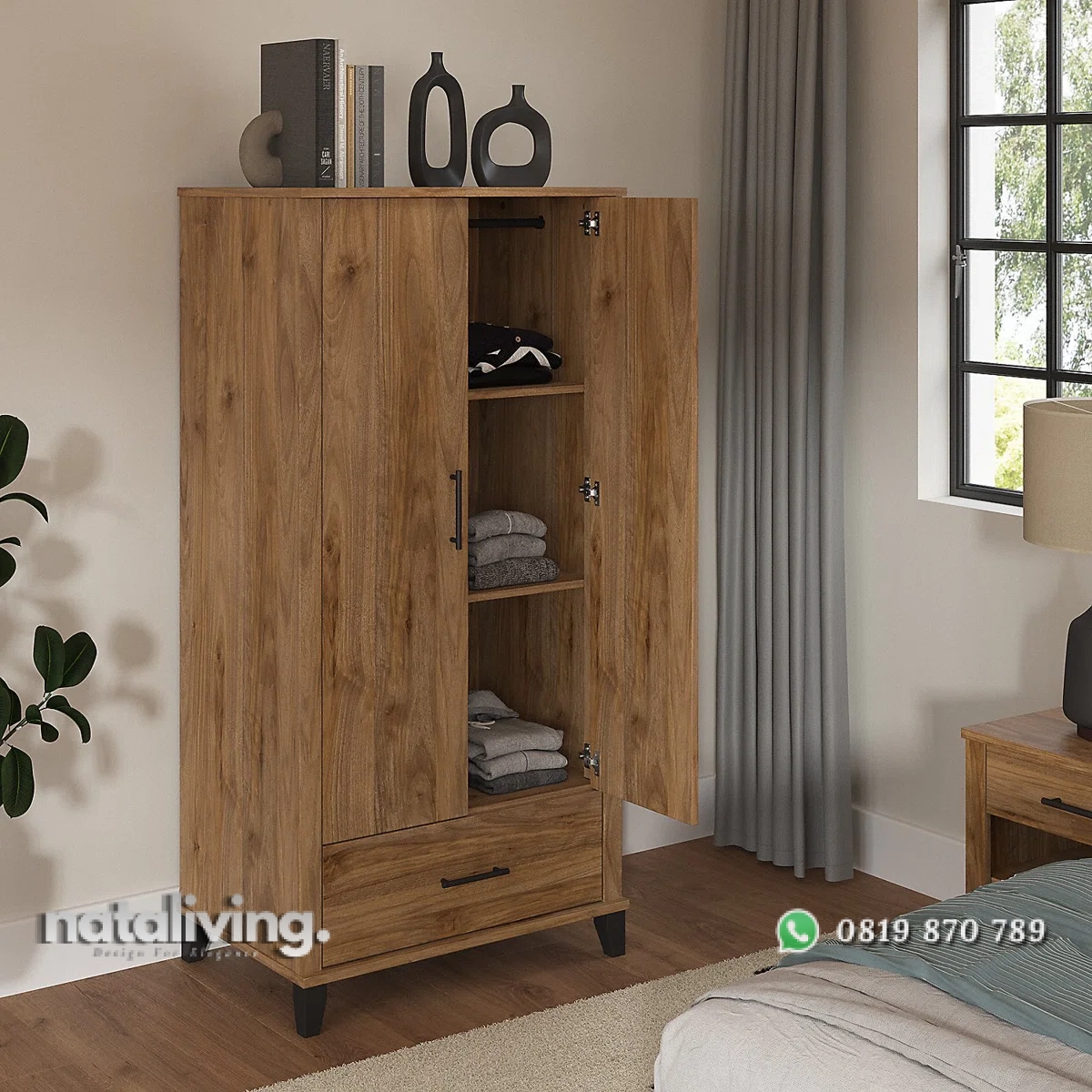 Kaionna Lemari Pakaian 2 Pintu Rustic Walnut Kayu Jati nataliving furniture 2 Kaionna Lemari Pakaian 2 Pintu Rustic Walnut Kayu Jati nataliving furniture 2