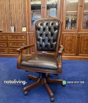 Kursi Kerja Kantor Executive Ukiran Kayu Jati Klasik nataliving furniture