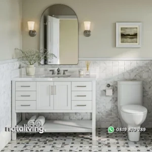 LOKI Wastafel Cabinet Cat Duco Putih Desain Minimalis nataliving furniture