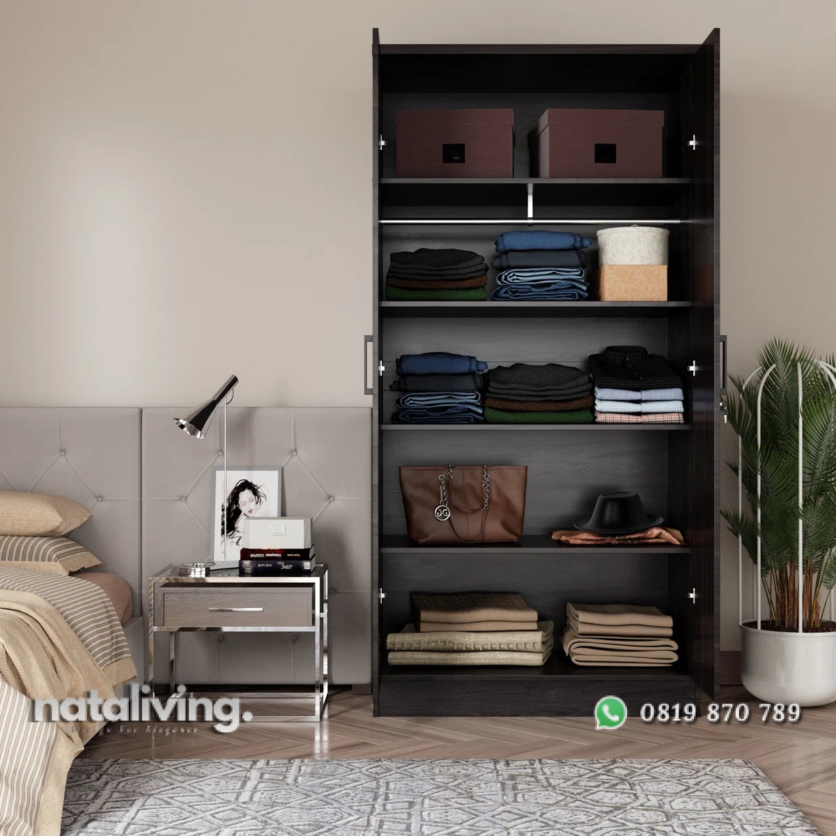 Laccandis Lemari Pakaian 2 Pintu Plywood Minimalis nataliving furniture 2 Laccandis Lemari Pakaian 2 Pintu Plywood Minimalis nataliving furniture 2