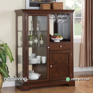 Lemari Dapur Jati Kaca Minimalis nataliving furniture