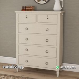 Lemari Laci Minimalis Cat Duco Putih nataliving furniture