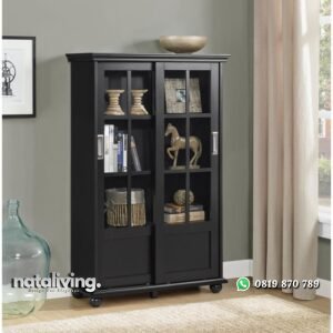 Lemari Pajangan Sliding Jati Minimalis nataliving furniture