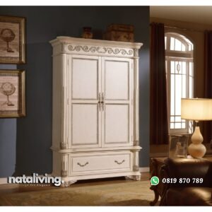 Lemari Pakaian Cat Duco Putih Klasik nataliving furniture