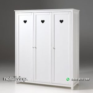 Lemari Pakaian Pintu 3 Cat Duco Putih nataliving furniture