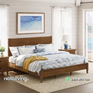 Leon Tempat Tidur Rustic Warna Walnut Kayu Jati Minimalis nataliving furniture