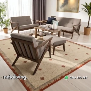 Linderry Set Sofa Tamu Kayu Jati Solid Minimalis nataliving furniture