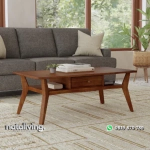 Ludwig Meja Tamu Minimalis Modern Kayu Jati nataliving furniture