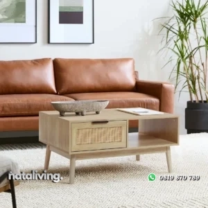 Luxen Meja Tamu Rotan Bleaching Desain Retro Minimalis nataliving furniture