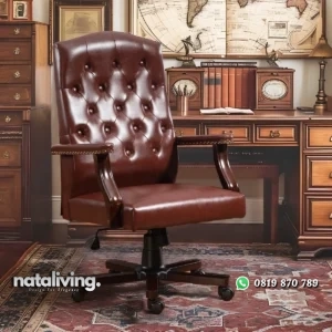 Mannor Kursi Kerja Kantor Direktur Tanganan Kayu Jati Klasik nataliving furniture