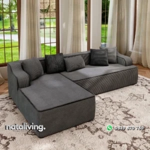 Marinna Set Sofa Tamu Sudut Minimalis Kain Beludru nataliving furniture