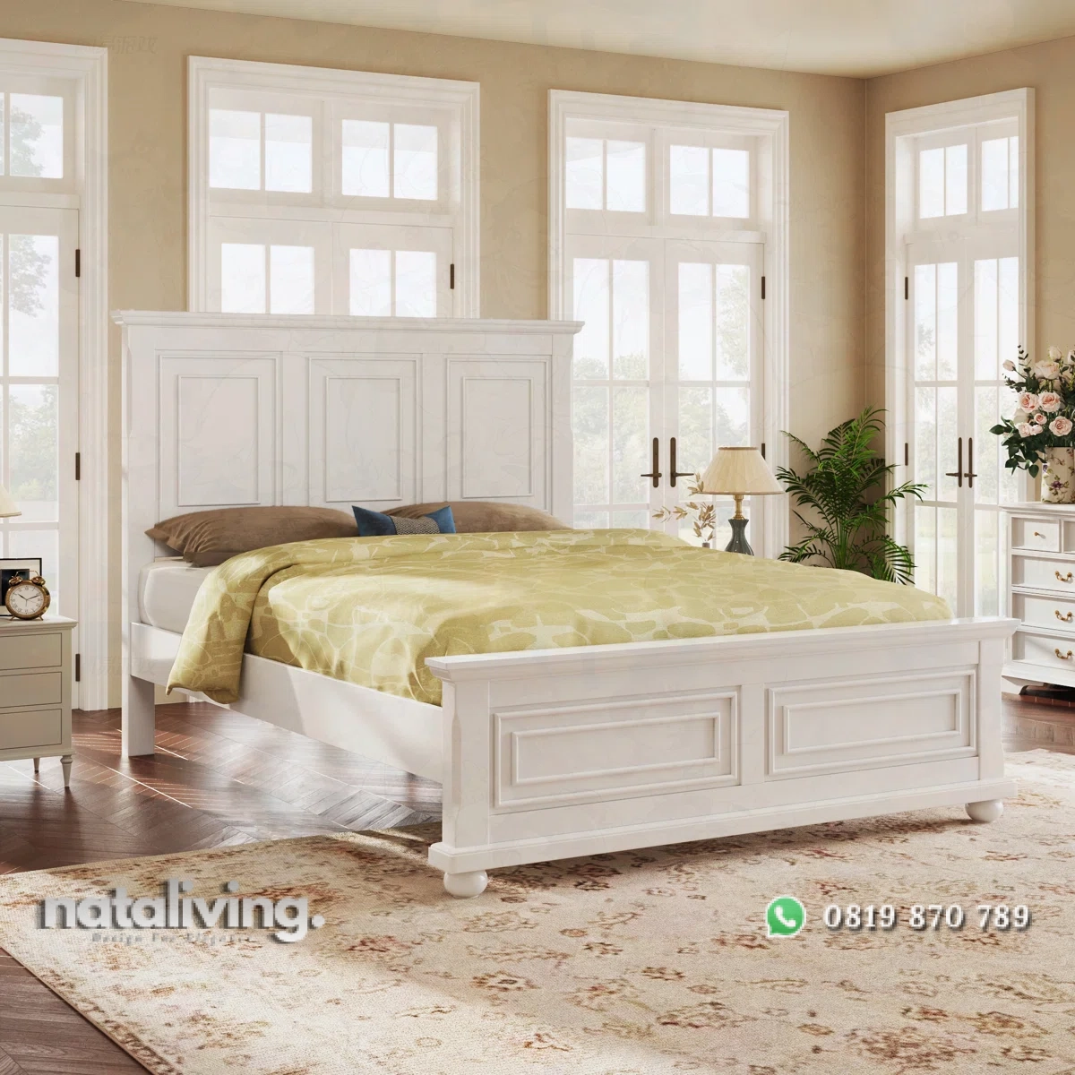 Matheson Tempat Tidur Cat Duco Putih Minimalis Modern nataliving furniture 1 Matheson Tempat Tidur Cat Duco Putih Minimalis Modern nataliving furniture 1