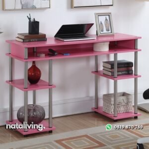 Meja Belajar Warna Pink Rangka Stainless nataliving furniture