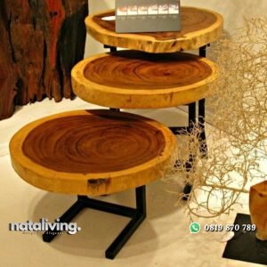 Meja Kayu Trembesi Bundar Kayu Utuh nataliving furniture