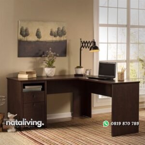 Meja Kerja Sudut Minimalis Jati nataliving furniture