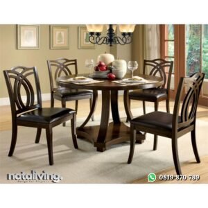 Meja Makan Bundar Jati Set nataliving furniture