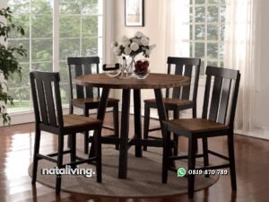 Meja Makan Bulat Minimalis Satu Set nataliving furniture