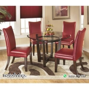 Meja Makan Bundar Minimalis Set nataliving furniture