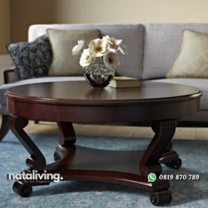 Meja Tamu Bulat Jati Jepara nataliving furniture