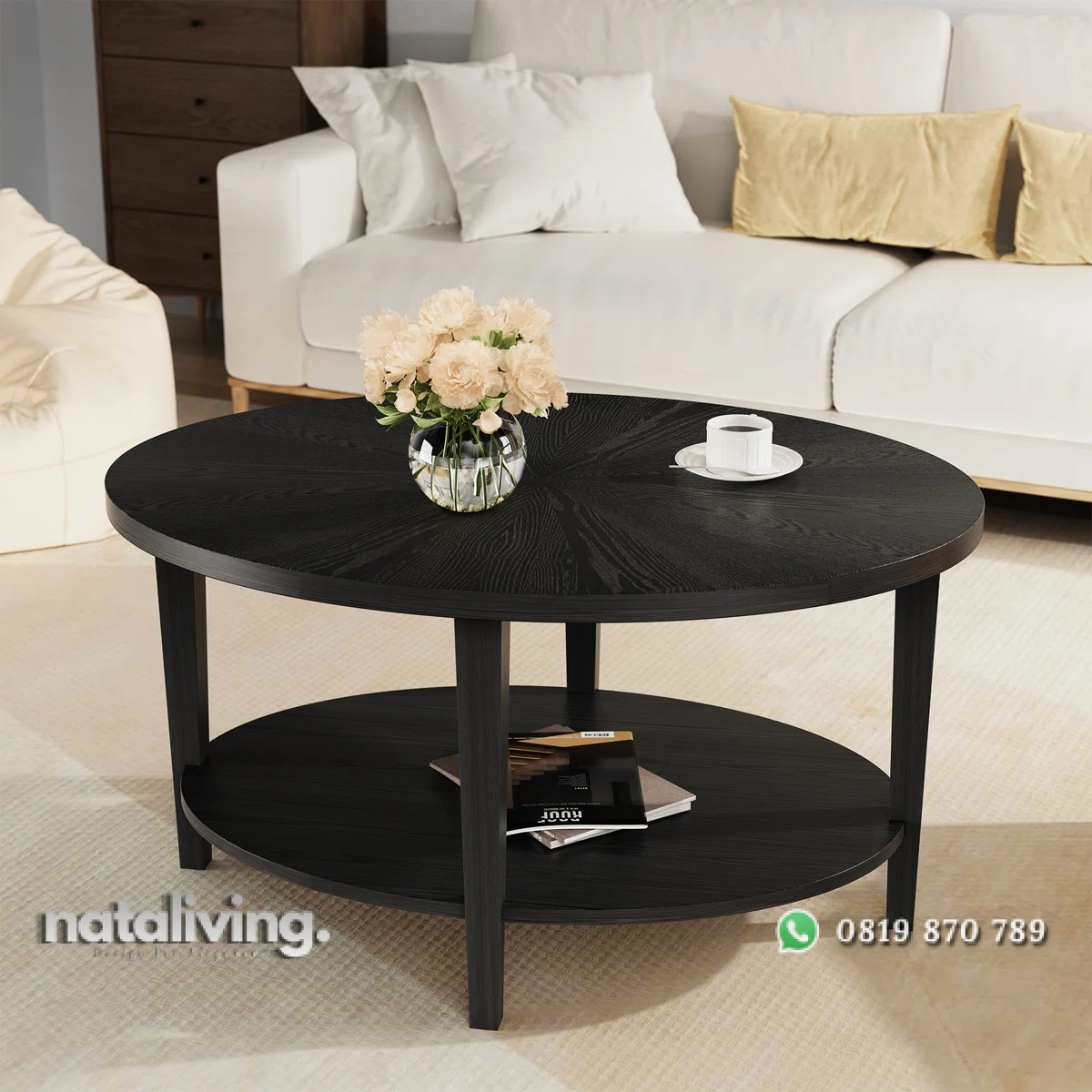Meja Tamu Oval Kayu Jati Warna Hitam Minimalis nataliving furniture 2 Meja Tamu Oval Kayu Jati Warna Hitam Minimalis nataliving furniture 2