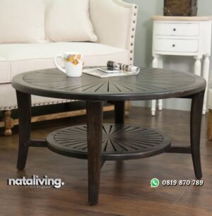 Meja Tamu Bundar Kayu Jati Minimalis nataliving furniture