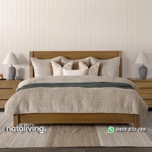 Modicca Tempat Tidur Kayu Jati Solid Minimalis Natural nataliving furniture