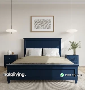 Montreil Dipan Tidur Dewasa Cat Duco Navy Blue Minimalis nataliving furniture