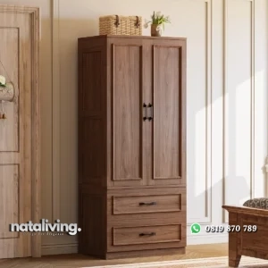 Morriam Lemari Pakaian 2 Pintu Kayu Jati Minimalis nataliving furniture