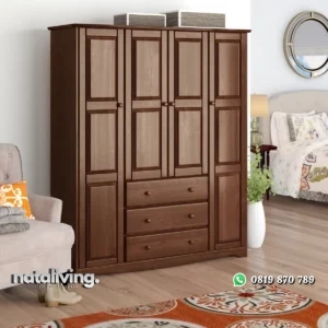 Musman Lemari Pakaian 4 Pintu Kayu Jati Minimalis Modern nataliving furniture
