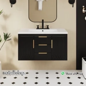 NORA Wastafel Gantung Cat Duco Hitam Desain Minimalis nataliving furniture