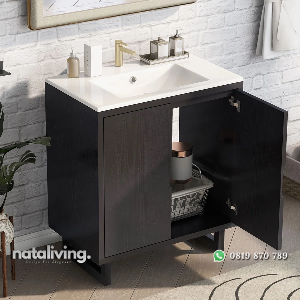 REIKA Wastafel Cabinet 2 Pintu Plywood Minimalis nataliving furniture 2 REIKA Wastafel Cabinet 2 Pintu Plywood Minimalis nataliving furniture 2
