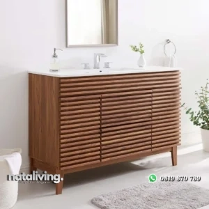 RENNO Wastafel Cabinet Desain Unik Kayu Jati Minimalis nataliving furniture