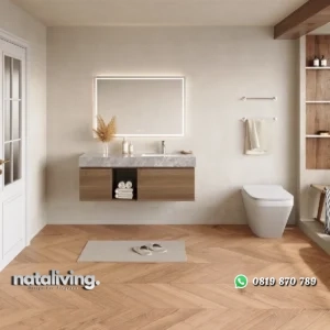 RIKO Wastafel Kabinet Serbaguna Plywood Walnut Minimalis nataliving furniture
