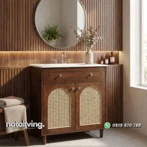 SORA Wastafel 2 Pintu Rotan Kayu Jati Minimalis Modern nataliving furniture