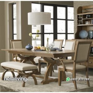 Satu Set Meja Makan Jati Jepara nataliving furniture