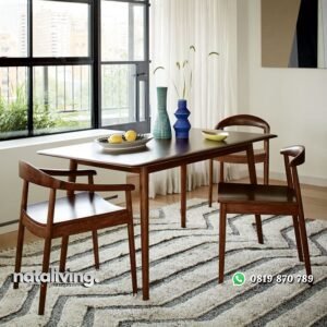 Satu Set Meja Makan Scandinavian Jati nataliving furniture
